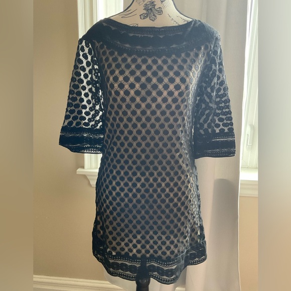 Max Studio Lace Nude Overlay Dress PTP 15” - Picture 1 of 7